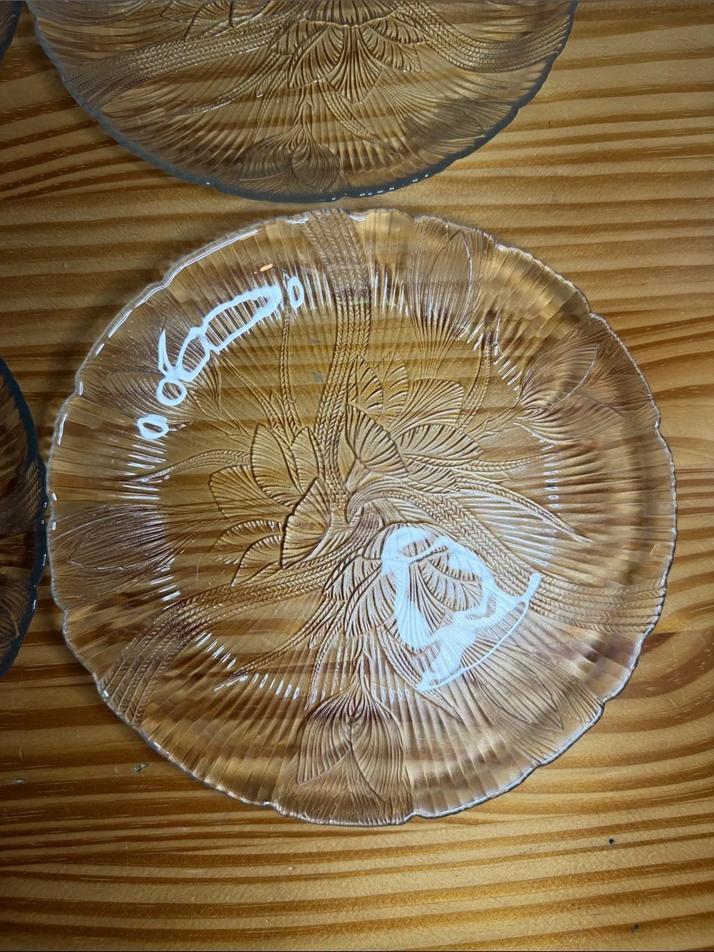 Vintage Arcoroc France Canterbury Crocus Glass 7.5” Bread Plates Set of 4 MCM